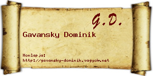 Gavansky Dominik névjegykártya